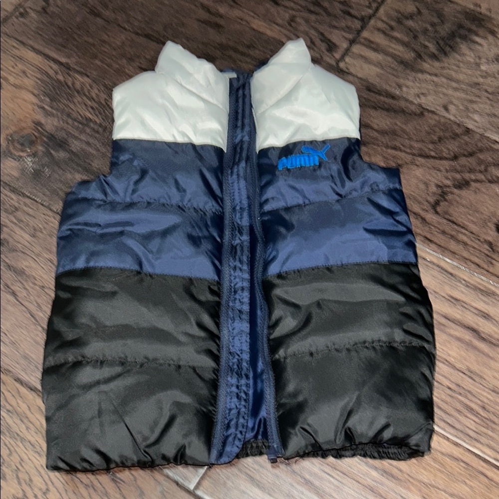Boys Puma Blue and Black Puffer Vest Sz 5